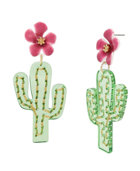 Acetate Cactus Drop Earrings