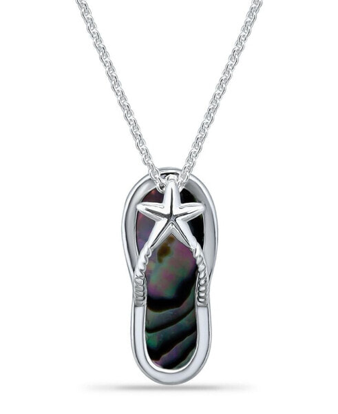 Macy's abalone Inlay Flip Flop Necklace