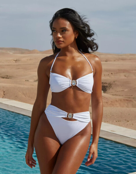 Moda Minx X Savannah-Shae Richards amour bandeau bikini bottom in white