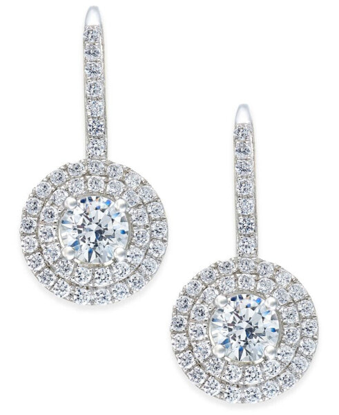 Cubic Zirconia Circle Cluster Drop Earrings in Sterling Silver, Created for Macy's
