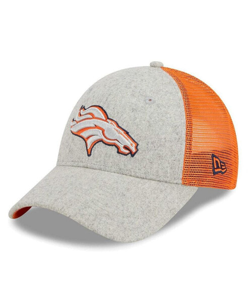 Головной убор мужской New Era зелено-серый с оранжевыми деталями Denver Broncos Pop Trucker 9FORTY (Регулируемая)
