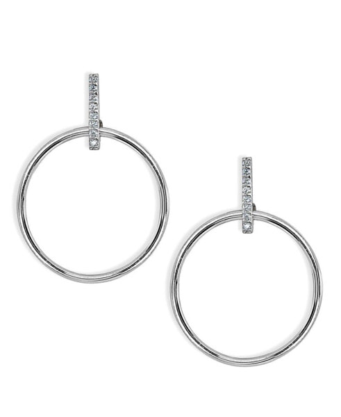 Cubic Zirconia Accent Front Circle Earrings in 18k Gold Plated Sterling Silver or Sterling Silver