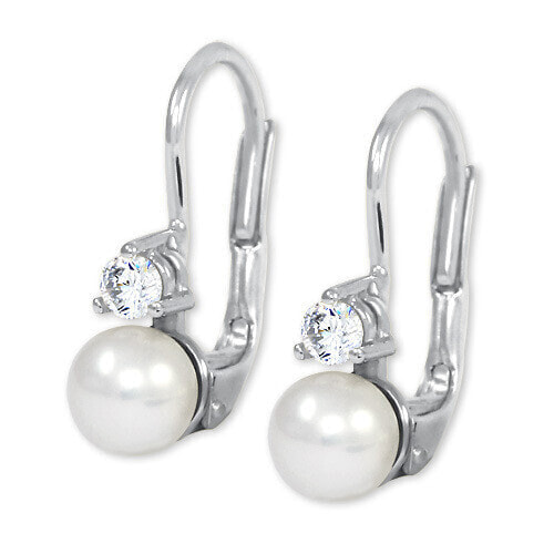 Earrings made of white gold with crystal and pearl 235 001 00100 07