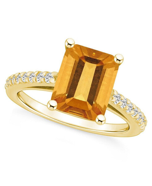 Citrine (3-1/7 ct. t.w.) and Diamond (1/4 ct. t.w.) Ring in 14K Yellow Gold