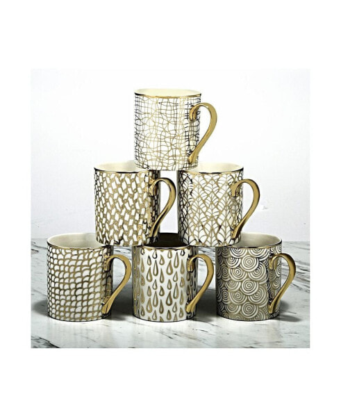 Mosaic 6-Pc. Gold Plated Mugs