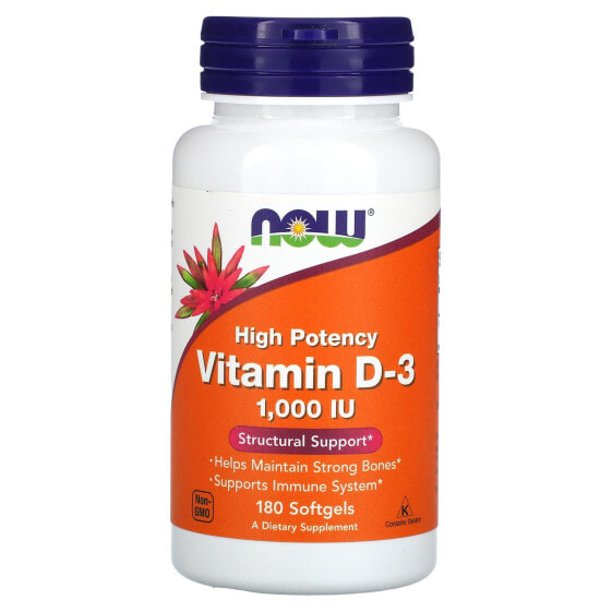 Now Vitamin D-3 Высокоактивный витамин D3 1000 МЕ (25 мкг), желатиновые капсулы