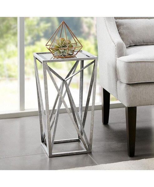 Zee Silver Angular Mirror Accent Table