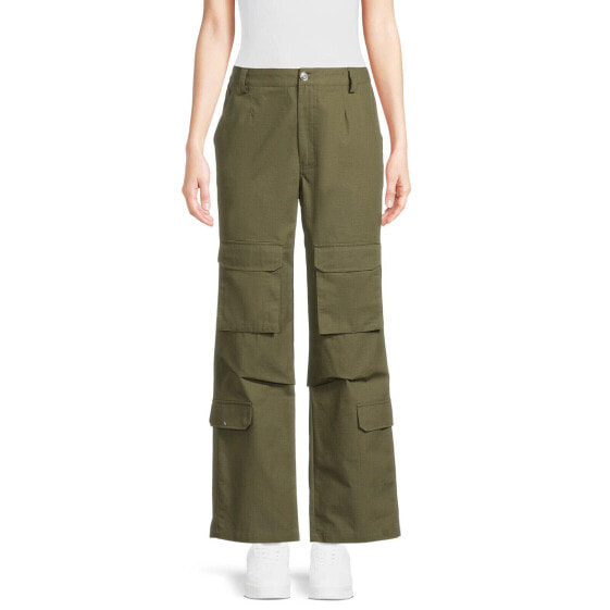 Liv & Lottie Juniors’ Women High-Rise Cargo Pants 30” Inseam L Green 100% Cotton