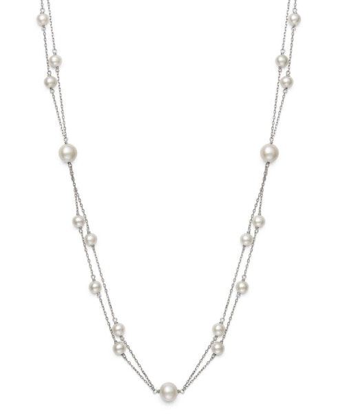 Cultured Freshwater Pearl (5 - 8-1/2mm) 18" Layered Necklace in Sterling Silver (Also Available in Pink Cultured Freshwater Pearl)