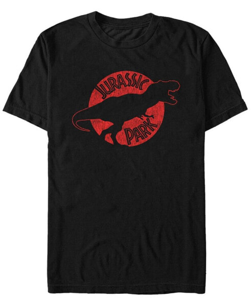 Jurassic Park Men's T-Rex Red Outline Distressed Short Sleeve T-Shirt