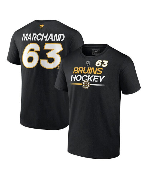 Men's Brad Marchand Black Boston Bruins Authentic Pro Prime Name and Number T-shirt