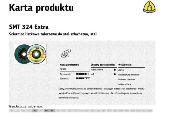 KLINGSPOR ŚCIERNICA LISTKOWA WYPUKŁA SMT324 EXTRA 125mm gr. 40