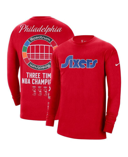 Men's Red Philadelphia 76Ers 2021/22 City Edition Courtside Heavyweight Moments Long Sleeve T-shirt