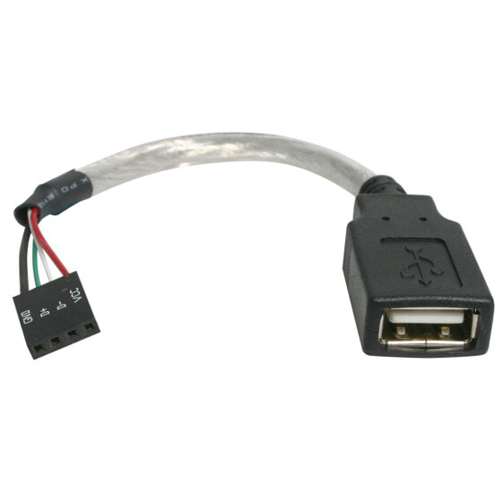 StarTech.com 6in USB 2.0 Cable - USB A Female to USB Motherboard 4 Pin Header F/F, 0.152 m, Grey