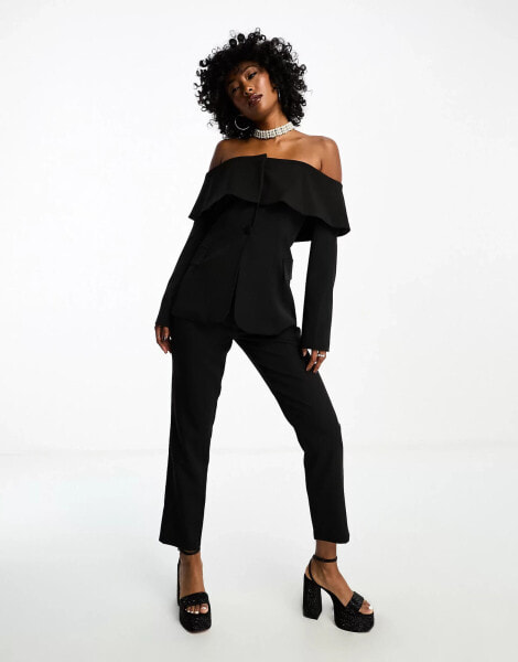 Extro & Vert high waisted tailored trousers in black co-ord