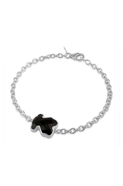 Fine silver bracelet with black onyx teddy bear 1000149400