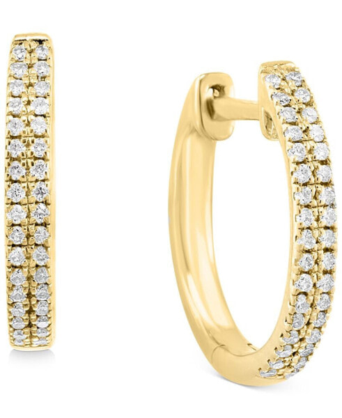 EFFY® Diamond Small Double Row Hoop Earrings (1/5 ct. t.w.) in Sterling Silver or 14k Gold-Plated Sterling Silver