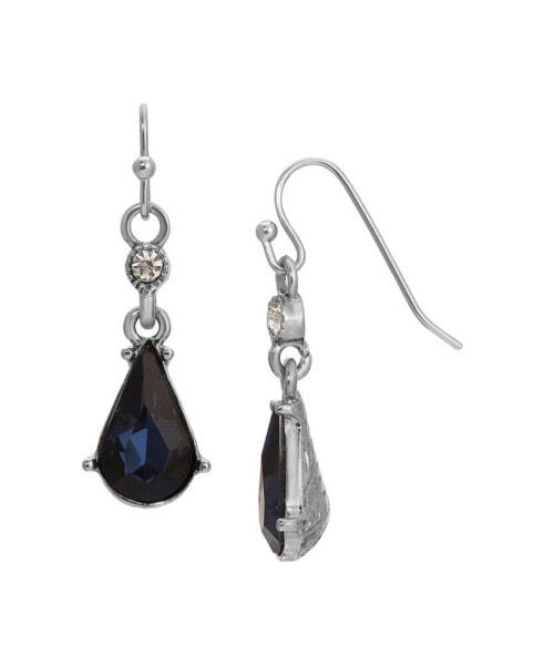 Crystal Blue Pear-Shape Earrings