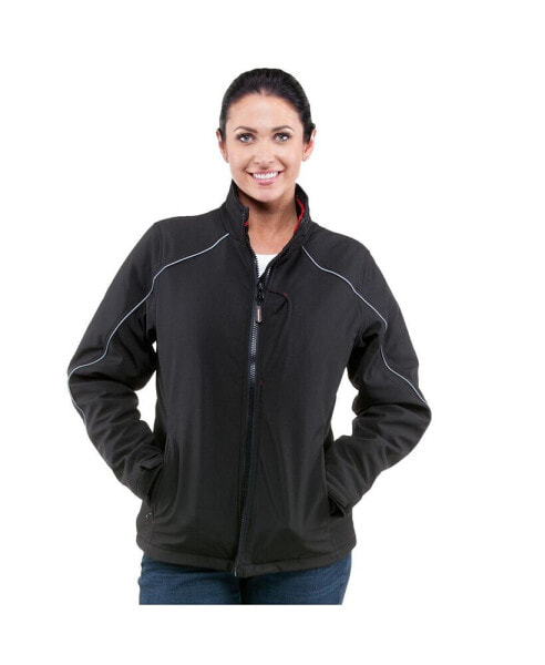 Plus Size Warm Insulated Softshell Jacket with Thumbhole Cuffs