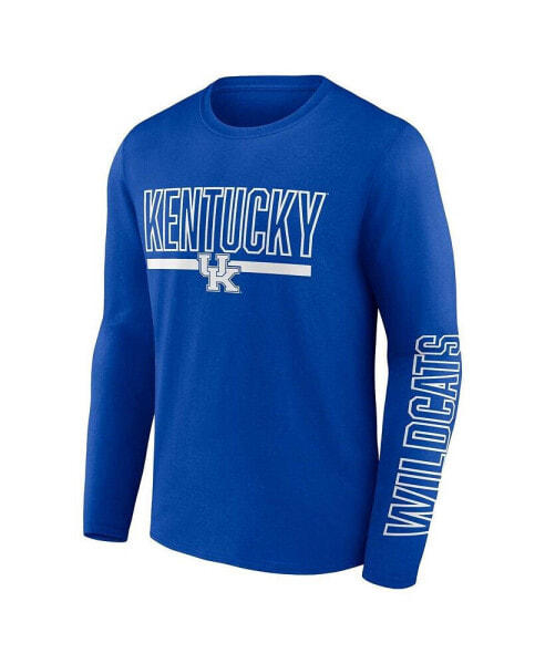 Men's Royal Kentucky Wildcats Big and Tall Two-Hit Graphic Long Sleeve T-shirt