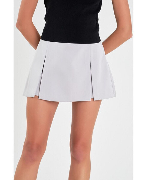 Women's Satin Single Pleat Skort