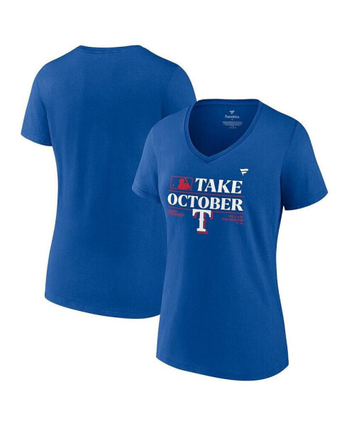Women's Royal Texas Rangers 2023 Postseason Locker Room V-Neck T-shirt
