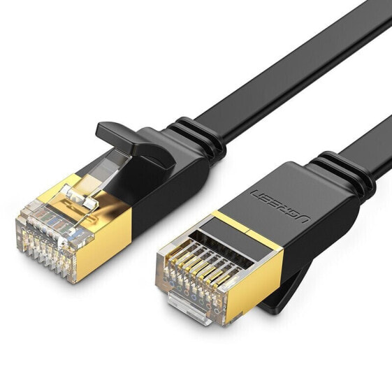 Płaski patchcord kabel przewód sieciowy LAN STP RJ45 Cat 7 10Gbps 10m czarny