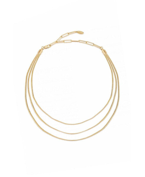 Triple Flex Snake Chain Layered 18K Gold Plated Necklace