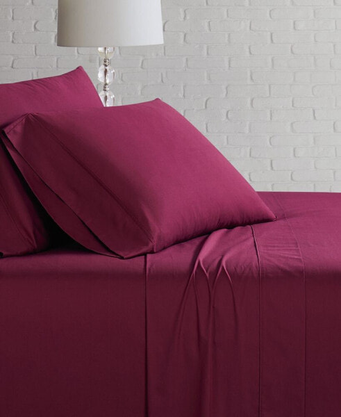 Solid Cotton Percale Queen Sheet Set