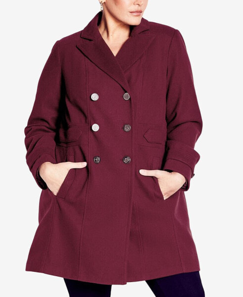 Plus Size Military Inspired Button Detail Coat
