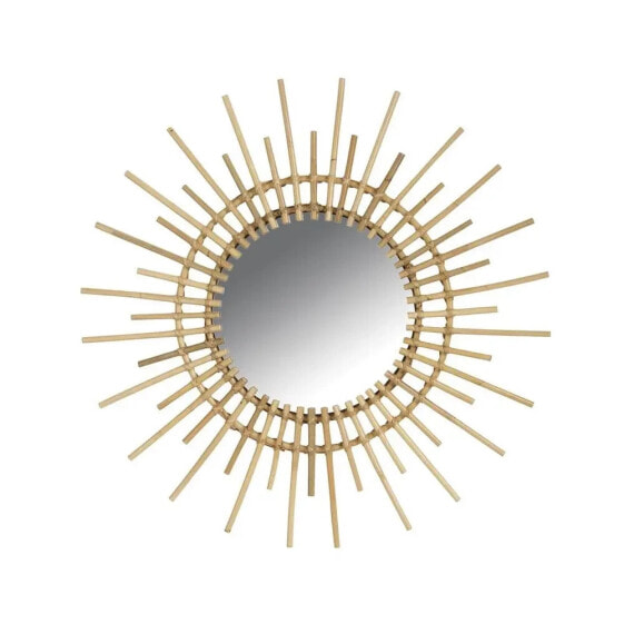 Sonnenförmiger Retro-Spiegel aus Rattan