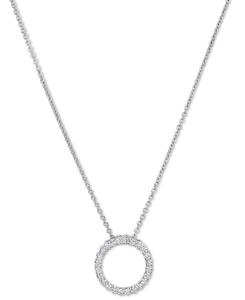 Diamond Circle Pendant Necklace (1/3 ct. t.w.) in 14k White or Yellow Gold, 16" + 2" extender