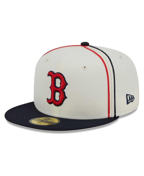 Men's Cream, Navy Boston Red Sox Chrome Sutash 59FIFTY Fitted Hat