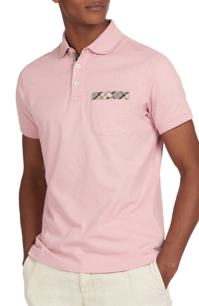 Barbour 288411 Hirst Pocket Polo Shirt in Faded Pink Size Small