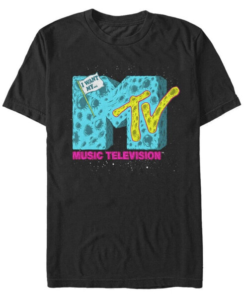 MTV Men's Galaxy Moon Logo Short Sleeve T-Shirt