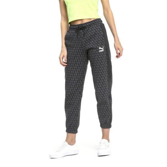 Puma Luxe Pack Geometric Track Pants Womens Black, Grey Casual Athletic Bottoms