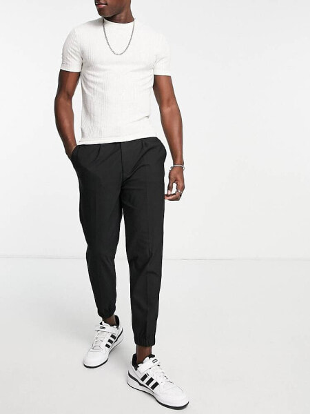 ASOS DESIGN smart tapered jogger in black