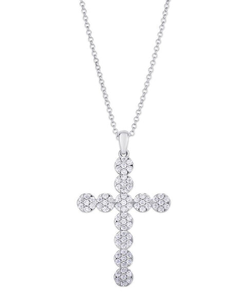 Macy's cubic Zirconia Cross Pendant Necklace in Silver Plate
