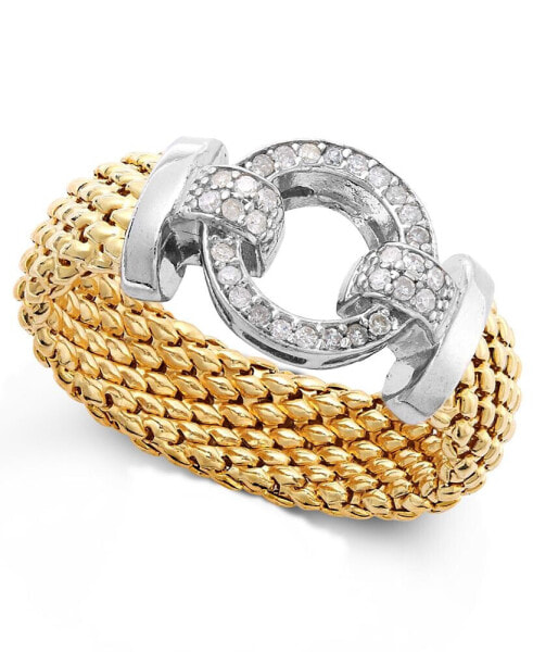 Diamond Mesh and Circle Accent Ring in Vermeil and Sterling Silver (1/5 ct. t.w.)