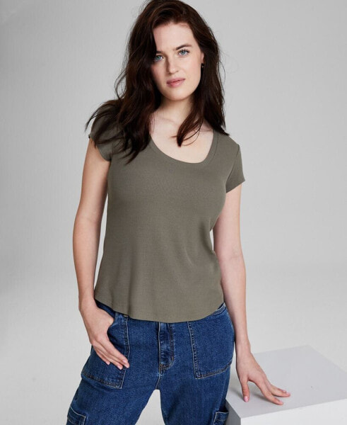 Women's Scoop-Neck Cap-Sleeve Tee, Created for Macy's