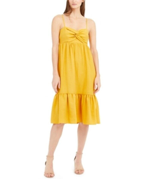 Платье средней длины из льняно-смесовой ткани Inc Twist Front Gold Dust XS