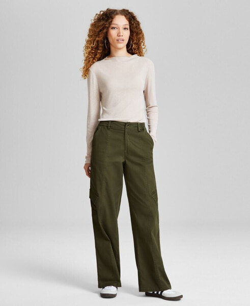 Women's Twill Wide-Leg Cargo Pants, Created for Macy's