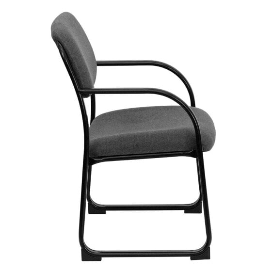 Gray Fabric Executive Side Reception Chair With Sled Base