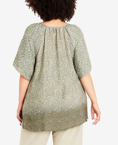 Plus Size Medallion Border Peasant Top