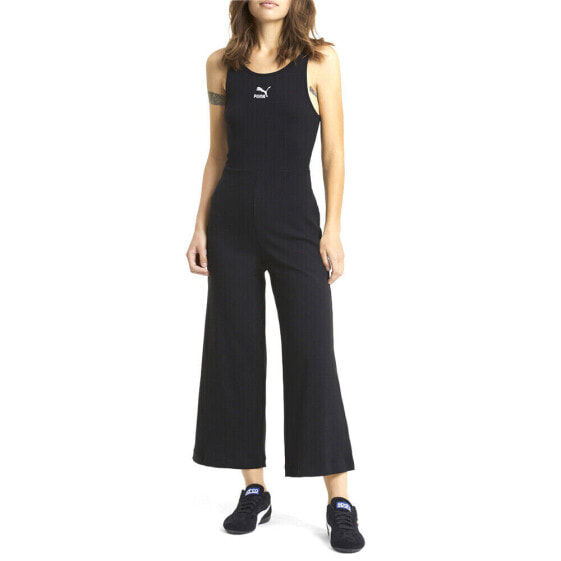 Puma Ribbed Scoop Neck Jumpsuit Womens Black Casual 531846-01