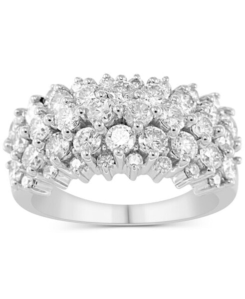 Кольцо Macy's Diamond Multirow Cluster 2ct. White Gold