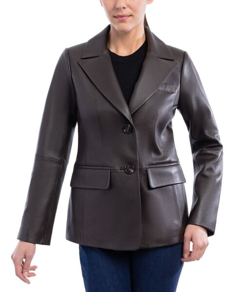 Women's Leather Blazer Coat