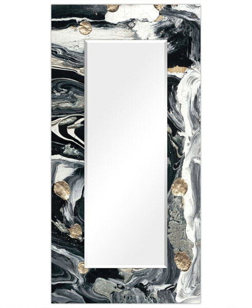 'Ebony' Rectangular On Free Floating Printed Tempered Art Glass Beveled Mirror, 72" x 36"