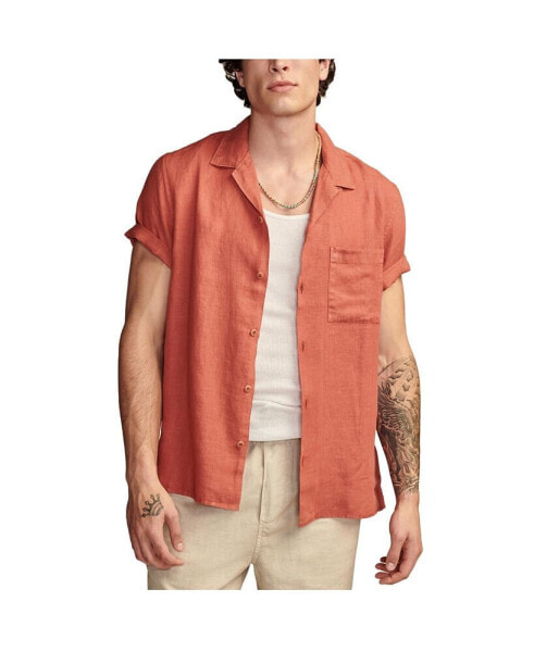 Рубашка с коротким рукавом Lucky Brand Linen Camp Collar для мужчин