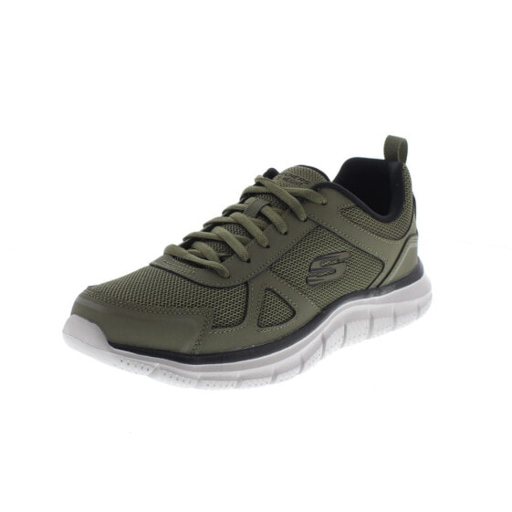 Мужские кроссовки спортивные для бега зеленые текстильные низкие Skechers Track